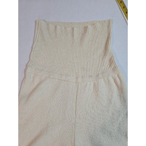 Free People Beach Women Pants Ribbed Knit Foldover Waist Flare Leg Size L - Picture 7 of 16